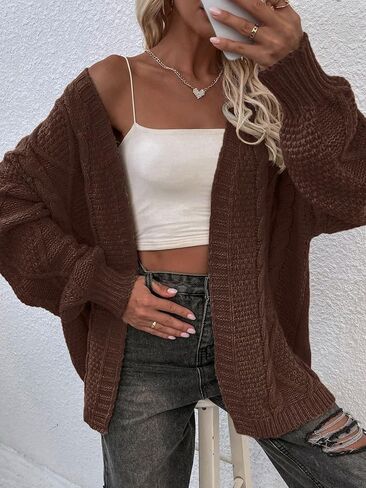 SKAYS Women's Oversized Open Front Cardigan Sweaters Cable Knit Long Sleeve Chunky Cardigan 2025 Trendy Fall Clothes in Saudi Arabia