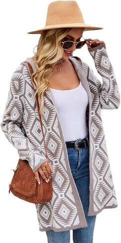 Women's Long Cardigan Plus Size Knitted Cardigan Sweater Oversized Coat with Pockets in Saudi Arabia