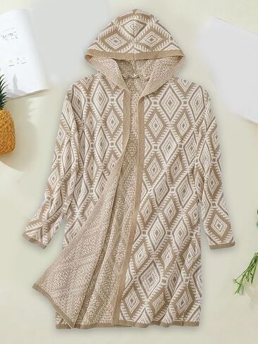 Women's Long Cardigan Plus Size Knitted Cardigan Sweater Oversized Coat with Pockets in Saudi Arabia
