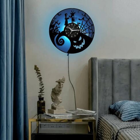 ساعة حائط LED بتصميم سجل الفينيل مقاس 12 بوصة، صورة ظلية سوداء، هدية مثالية للعائلة والأصدقاء في عيد الميلاد وأعياد الميلاد in Kuwait