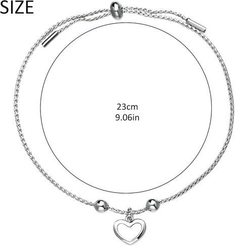 925 Sterling Silver Bracelets for Women Silver Heart Charm Bracelets Love Heart Bracelet Fashion Jewelry Gifts for Mom Wife in Saudi Arabia