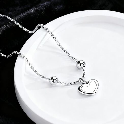 925 Sterling Silver Bracelets for Women Silver Heart Charm Bracelets Love Heart Bracelet Fashion Jewelry Gifts for Mom Wife in Saudi Arabia
