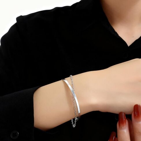 925 Sterling Silver Bracelets for Women Sterling Silver Chain Bracelets Fashion Jewelry Gifts for Mom Wife in Saudi Arabia
