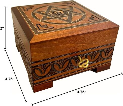 Star of David Wood Box w/Lock & Key Handcrafted Magen David Box Jewish Judaica Keepsake Made in Poland in Saudi Arabia