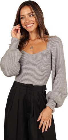 Petal & Pup Women's Gia Sweetheart Neck Bell Sleeve Knit Sweater in Saudi Arabia