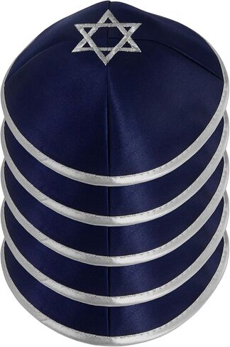 مجموعة من 5 قطع كيبا من الساتان/المخمل مقاس 20 سم مع سلسلة فضية/ذهبية + نجمة داود للرجال والأولاد، مجموعة كيبوت إسرائيلية in Kuwait