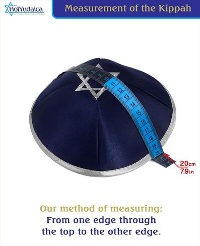 Pack of 5-Pcs Hq 20cm Satin/Velvet Kippah with Silver/Gold String+Star of David for Men & Boys, Israel Kippot Bulk in Saudi Arabia