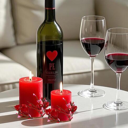 Sucrain 3Pcs Valentine's Red Berry Candle Holder Wreath, Heart Candle Ring Berry Candle Ring Wreath Artificial Mini Wreaths Table for Valentine Birthday Wedding Window Table Centerpiece in Saudi Arabia