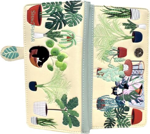 Shag Wear Garden Plant Life Cat Large Wallet for Women and Teen Girls Vegan Faux Leather Beige 7" in Saudi Arabia