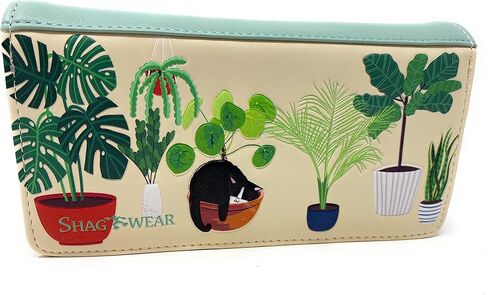 Shag Wear Garden Plant Life Cat Large Wallet for Women and Teen Girls Vegan Faux Leather Beige 7" in Saudi Arabia