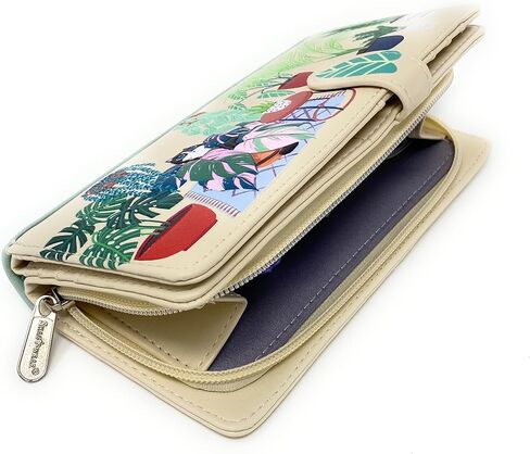 Shag Wear Garden Plant Life Cat Large Wallet for Women and Teen Girls Vegan Faux Leather Beige 7" in Saudi Arabia