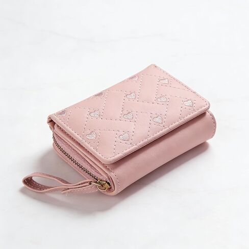 Womens Wallet, Large-capacity PU Leather Women Wallet Tri-fold Ladies Wallet with Heart-shaped Embroidery, Cute Wallet for ID Cards, Cash, Coin, Credit Cards(Black) in Saudi Arabia