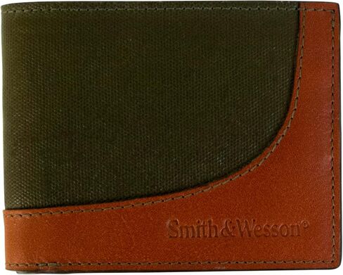 نادرة وعرة 49659: محفظة S&W Wax Canvas ثنائية الطي باللون الأخضر in Saudi Arabia