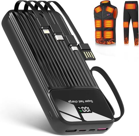 40000mAh Heated Vest Battery Pack 5V USB Power Bank Fits for Ororo/Weamest/Tidewe/Venustas Electric Heating Jacket/Hoodie/Coat/Blanket/Chair for Men Women Portable Charger for iPhone in Saudi Arabia