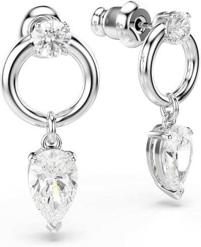 Swarovski Mesmera drop earrings, Mixed cuts, White, Rhodium Finish in Saudi Arabia