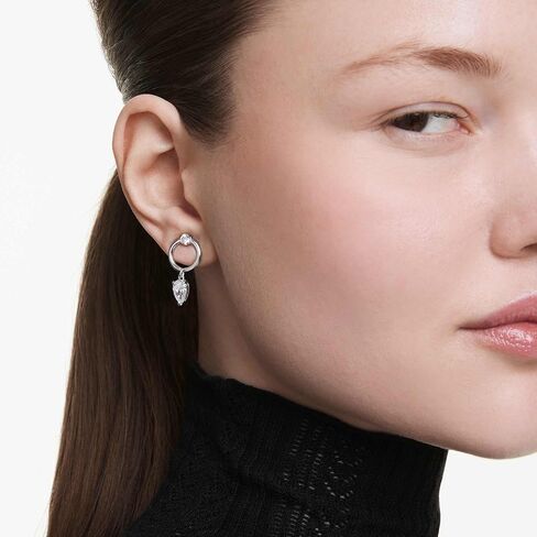 Swarovski Mesmera drop earrings, Mixed cuts, White, Rhodium Finish in Saudi Arabia