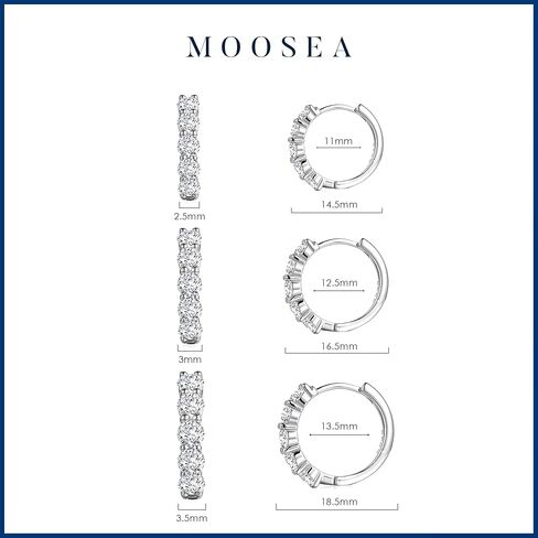 هدايا عيد الحب من MOOSEA لها، D Color VVS1 Clarity Lab تم إنشاء حلق مويسانيتي هاجي، 925 من الفضة الاسترليني هدايا عيد ميلاد الذكرى السنوية للنساء الزوجة أقراط مويسانيتي هوب مجوهرات in Kuwait