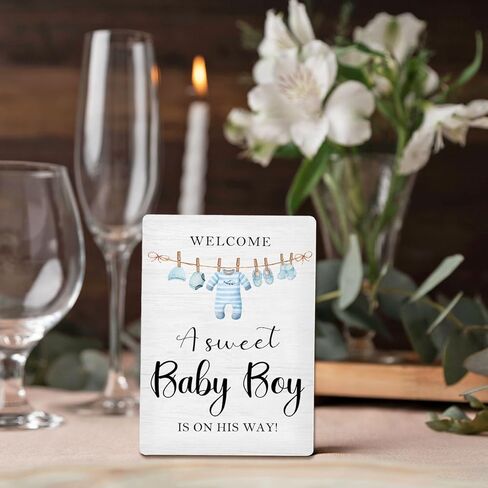 Baby Shower Sign 5"X7", A Sweet Boy Is on the Way Wooden Stand Sign, Baby Shower Table Decorations for Boy (Boys, 5x7 Inch) in Saudi Arabia