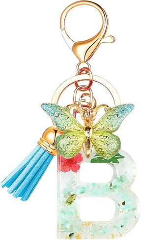 سلاسل المفاتيح الرسالة مع شرابة الفراشة، سلاسل المفاتيح الأبجدية قلادة حلقة رئيسية لحقيبة الظهر in Kuwait