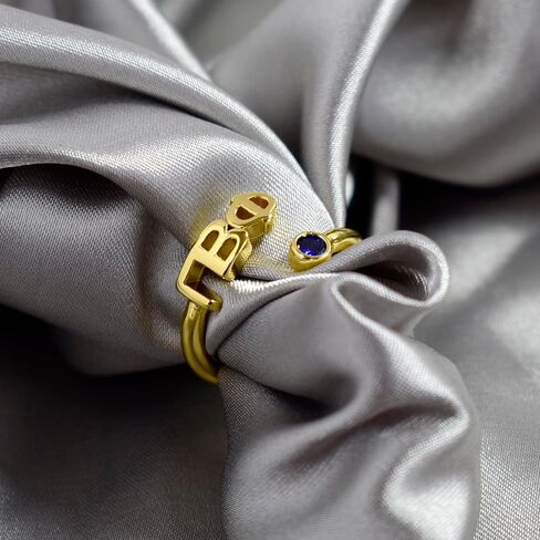 Sorority Shop Alpha Delta Pi Ring- 18k Gold-Plated Wraparound Ring with Sapphire Blue Gemstone and Alpha Delta Pi Greek Letters, Sorority Jewelry Gift in Saudi Arabia