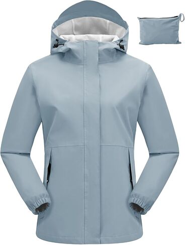 Rdruko Women's Cycling Rain Jacket Waterproof Lightweight Packable Raincoat with Hood Windbreaker for Outdoor Travel Hiking in Saudi Arabia