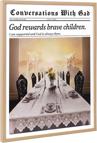 Jesus Newspaper Trend Picture Frame Wall Hanging Artwork - Size 12x16 inches, Retro Title Canvas Wall Hanging Decor, Suitable for Bedroom, Theme: "God Will Reward Brave Children!" Set of 1 piece, for dining room, living room, bedroom, suitable for Christi in Saudi Arabia