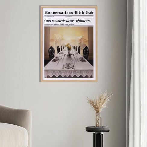 Jesus Newspaper Trend Picture Frame Wall Hanging Artwork - Size 12x16 inches, Retro Title Canvas Wall Hanging Decor, Suitable for Bedroom, Theme: "God Will Reward Brave Children!" Set of 1 piece, for dining room, living room, bedroom, suitable for Christi in Saudi Arabia