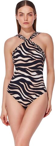 Gottex High Neck Twist One Piece Swimwear - High Neck Twist Detail, Built-in Soft Cups, Front & Back Lining in Saudi Arabia