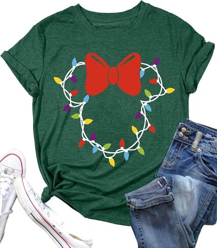 Christmas Lights Shirts Womens Merry Christmas Shirt Xmas Holiday Graphic Tshirt Funny Vacation Tee Tops in Saudi Arabia