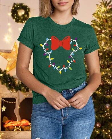Christmas Lights Shirts Womens Merry Christmas Shirt Xmas Holiday Graphic Tshirt Funny Vacation Tee Tops in Saudi Arabia