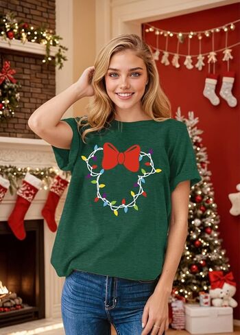Christmas Lights Shirts Womens Merry Christmas Shirt Xmas Holiday Graphic Tshirt Funny Vacation Tee Tops in Saudi Arabia