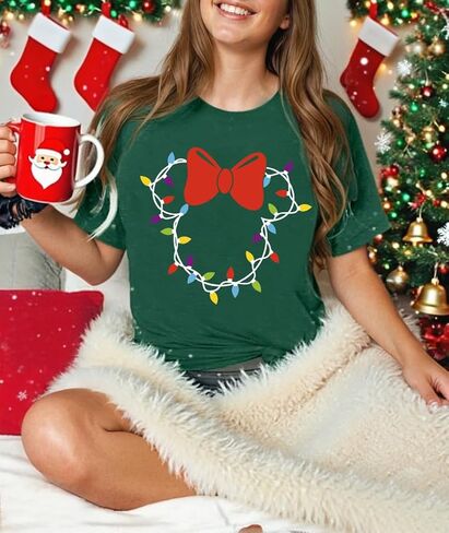 Christmas Lights Shirts Womens Merry Christmas Shirt Xmas Holiday Graphic Tshirt Funny Vacation Tee Tops in Saudi Arabia