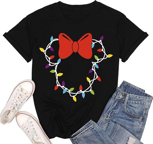 Christmas Lights Shirts Womens Merry Christmas Shirt Xmas Holiday Graphic Tshirt Funny Vacation Tee Tops in Saudi Arabia