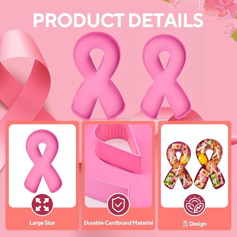 2 Pcs Breast Cancer Awareness Cardboard for Charcuterie Pink Ribbon Fillable Tray 12'' Paper Box for Cancer Awareness Party Memorials Activity Decorations in Saudi Arabia
