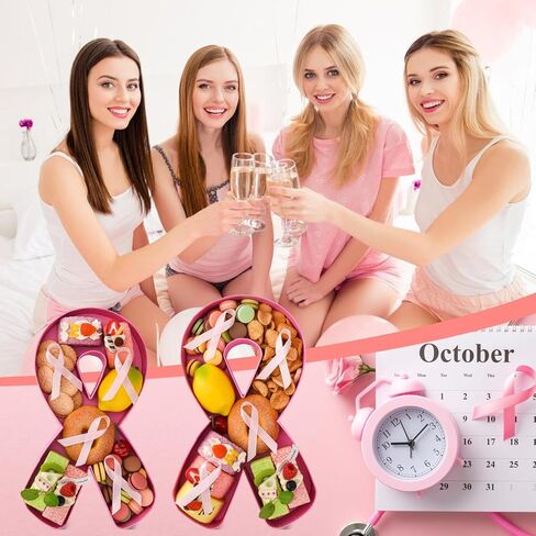 2 Pcs Breast Cancer Awareness Cardboard for Charcuterie Pink Ribbon Fillable Tray 12'' Paper Box for Cancer Awareness Party Memorials Activity Decorations in Saudi Arabia