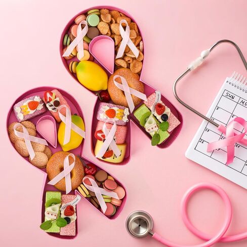 2 Pcs Breast Cancer Awareness Cardboard for Charcuterie Pink Ribbon Fillable Tray 12'' Paper Box for Cancer Awareness Party Memorials Activity Decorations in Saudi Arabia
