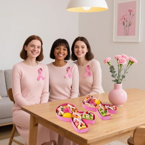 2 Pcs Breast Cancer Awareness Cardboard for Charcuterie Pink Ribbon Fillable Tray 12'' Paper Box for Cancer Awareness Party Memorials Activity Decorations in Saudi Arabia