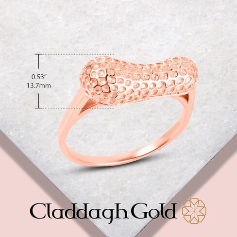 Claddagh Gold Women's 10K or 14K Peanut Charm Ring Available in Yellow Rose and White Gold with multiple ring sizes in Saudi Arabia
