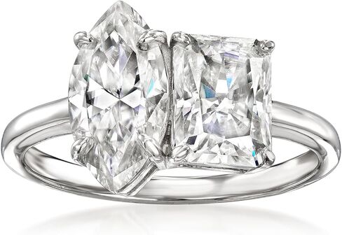 Ross-Simons 3.40 ct. t.w. Moissanite Toi Et Moi Ring in Sterling Silver in Saudi Arabia