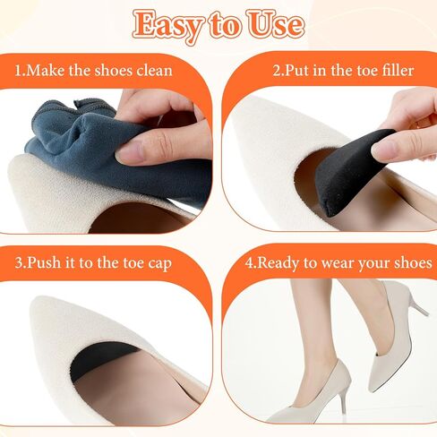 Shoe Filler Inserts for Loose Shoe, 4 Pairs Shoe Inserts to Make Shoes Smaller, Toe Cushion Filler Make Shoes Fit, Prevent Heel Sliping for Men and Women (L: One Size Bigger) in Saudi Arabia