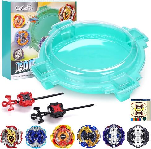 Cocofox Bey Watling Top Burst Toy Blade Game Game Complete Game With With Stadium و 6 Tops Tops و 2 Launchers و Toys for Boys & Girls & Up (Amazon الحصري) الأخضر (Amazon) Green in Kuwait