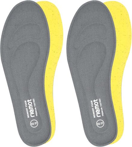 riemot 2 Pairs Memory Foam Insoles for Men Replacement Shoe Inserts for Work Boot,Sneaker,Comfort Cushion Shoe Insoles,Breathable Inner Soles Shock Absorbing for Foot Pain Relief Black US10/ EU43 in Saudi Arabia