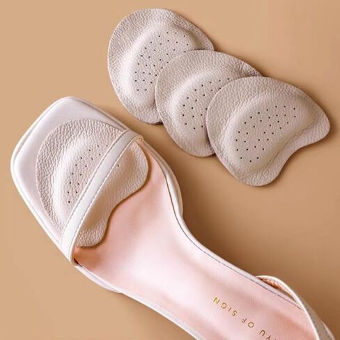 4 Pairs of Self-Adhesive Anti-Slip Cowhide Leather Forefoot Pads – 3mm Thin Sweat-Absorbing Shoe Inserts for Comfort and Pain Relief in Saudi Arabia