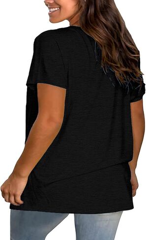 Plus Size V Neck T Shirts Women Short Sleeve Tops Casual Summer Tshirts Loose Fit Tee in Saudi Arabia