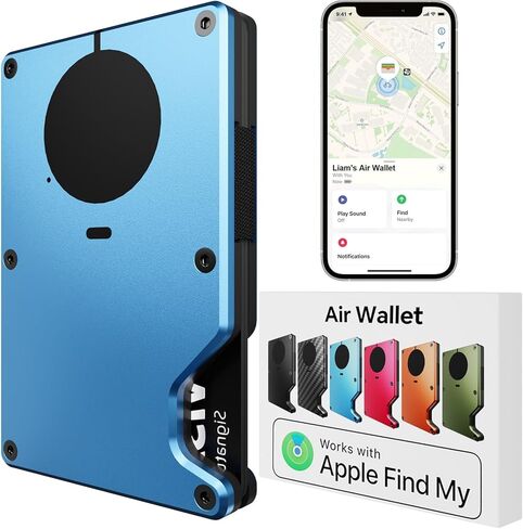 محفظة هوائية للرجال مع شريحة AirTag مدمجة، تعمل مع Apple Find My (iOS فقط)، تتبع محفظتك، محفظة رفيعة صغيرة للرجال، محفظة RFID للرجال، حامل بطاقة الائتمان (أزرق سماوي) in Kuwait