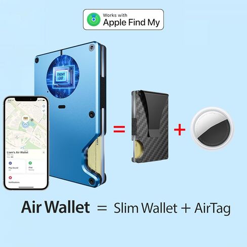 محفظة هوائية للرجال مع شريحة AirTag مدمجة، تعمل مع Apple Find My (iOS فقط)، تتبع محفظتك، محفظة رفيعة صغيرة للرجال، محفظة RFID للرجال، حامل بطاقة الائتمان (أزرق سماوي) in Kuwait
