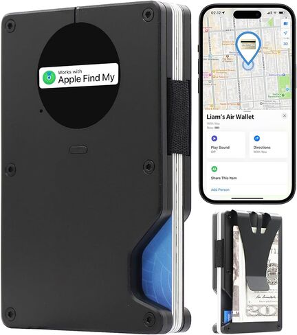 محفظة هوائية للرجال مع شريحة AirTag مدمجة، تعمل مع Apple Find My (iOS فقط)، تتبع محفظتك، محفظة رفيعة صغيرة للرجال، محفظة RFID للرجال، حامل بطاقة الائتمان (أزرق سماوي) in Kuwait
