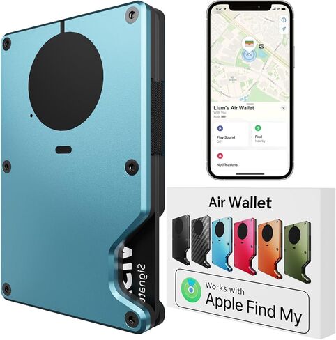 محفظة هوائية للرجال مع شريحة AirTag مدمجة، تعمل مع Apple Find My (iOS فقط)، تتبع محفظتك، محفظة رفيعة صغيرة للرجال، محفظة RFID للرجال، حامل بطاقة الائتمان (أزرق سماوي) in Kuwait