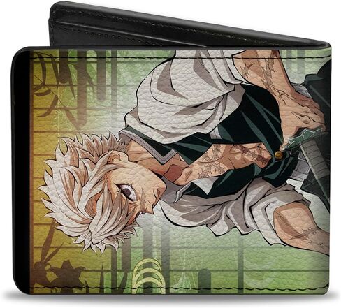 Buckle-Down Demon Slayer Wallet, Bifold, Demon Slayer Sanemi Shinazugawa Sword Pose and Title Logo, Vegan Leather in Saudi Arabia