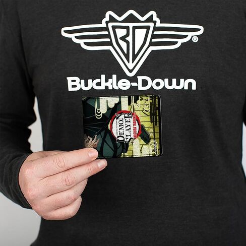 Buckle-Down Demon Slayer Wallet, Bifold, Demon Slayer Sanemi Shinazugawa Sword Pose and Title Logo, Vegan Leather in Saudi Arabia